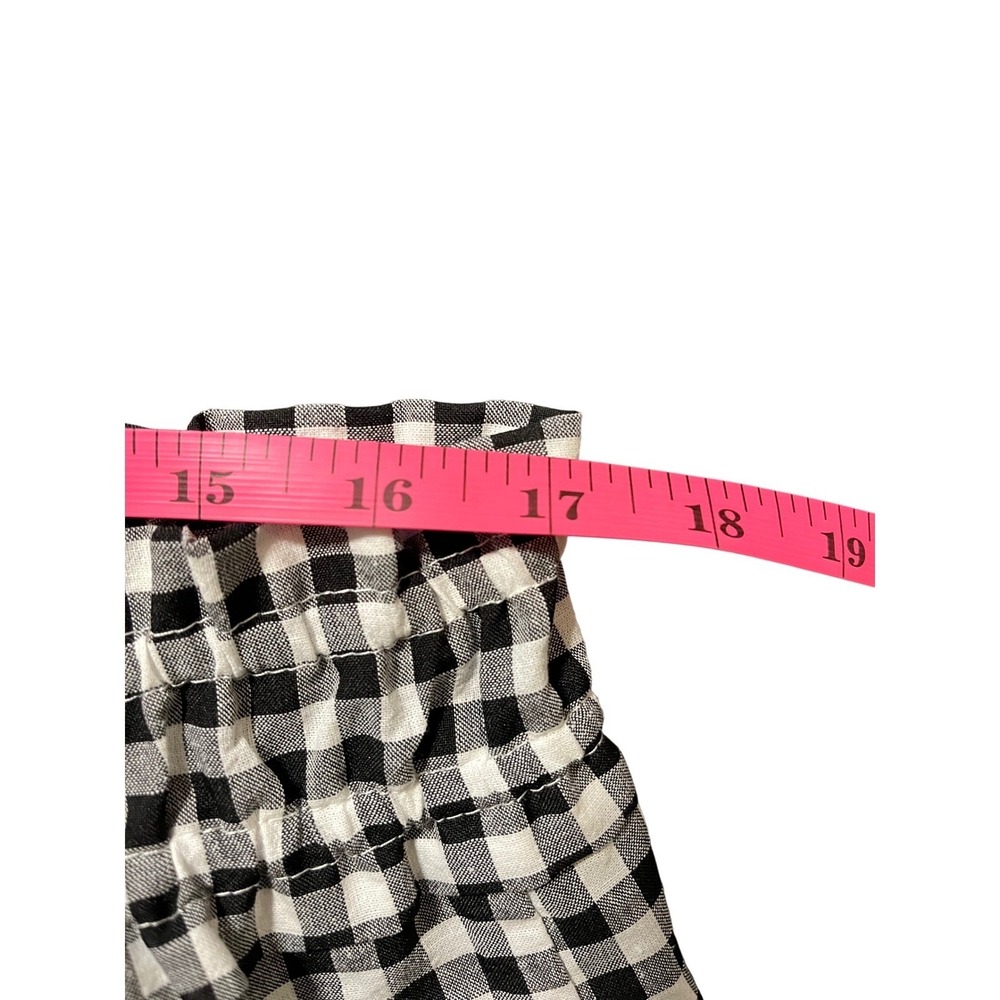 Gingham Smocked Tie Front Camisole Top Black White Check Sleeveless Size L - Picture 4 of 7